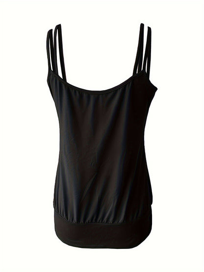 Loose Sleeveless Pleated Solid Color Spaghetti-Neck Vest Top