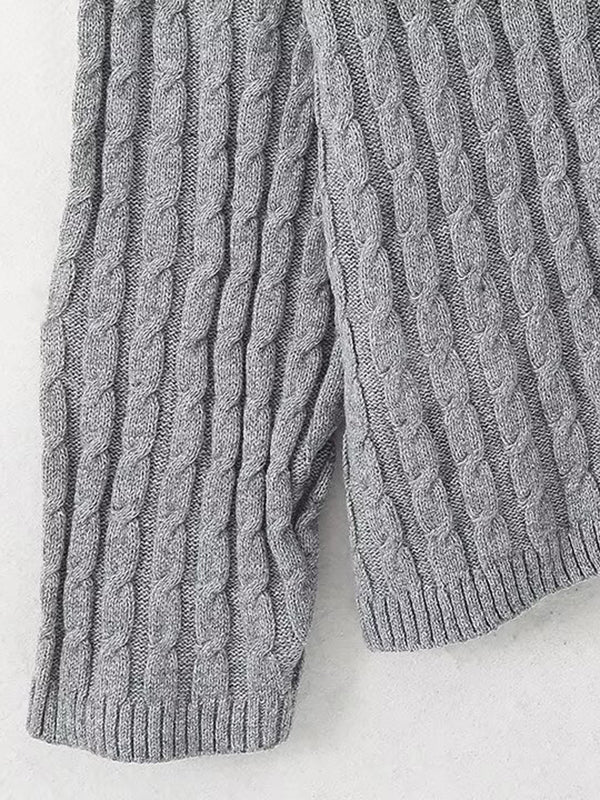 Long Sleeves Loose Solid Color Split-Joint Round-Neck Sweater Tops + Scarf Two Pieces