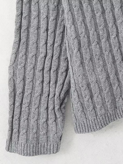 Long Sleeves Loose Solid Color Split-Joint Round-Neck Sweater Tops + Scarf Two Pieces