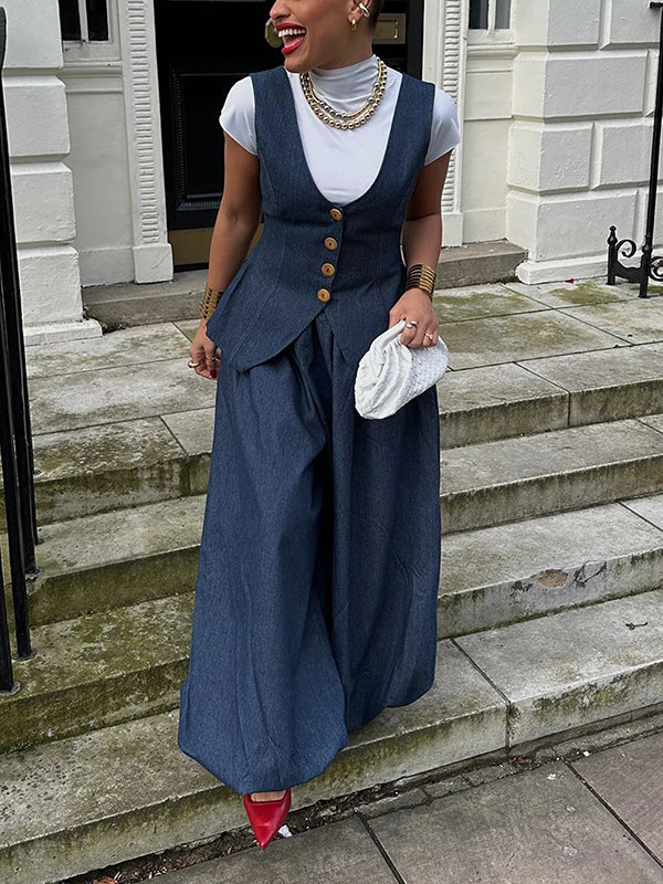 Harem Pants Loose Pleated Solid Color Jean Pants Bottoms