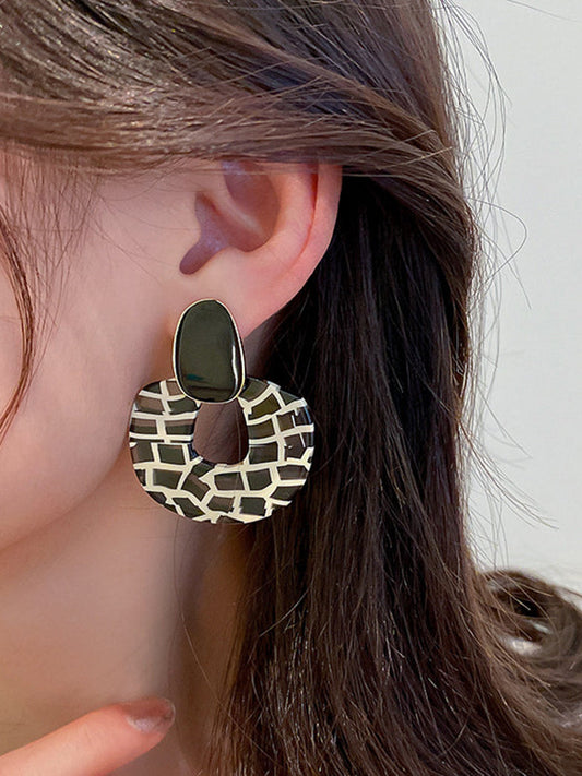 Contrast Color Geometric Drop Earrings