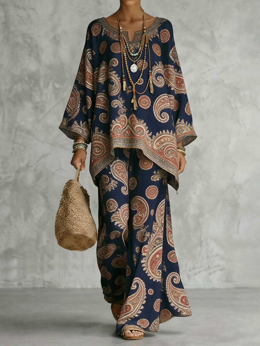 High Waisted Loose Contrast Color Printed Pants Trousers