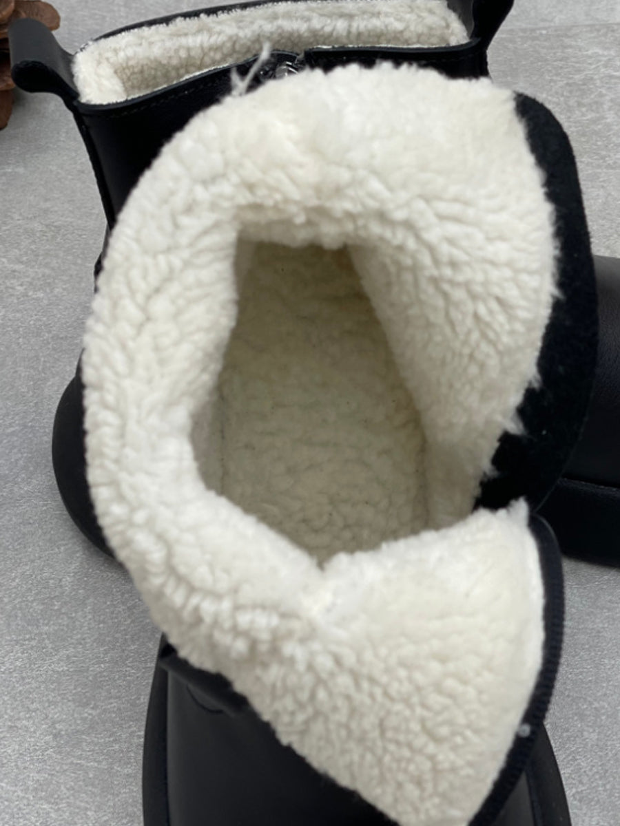 Women Causal Genuine Leather Spliced Ankle Boots