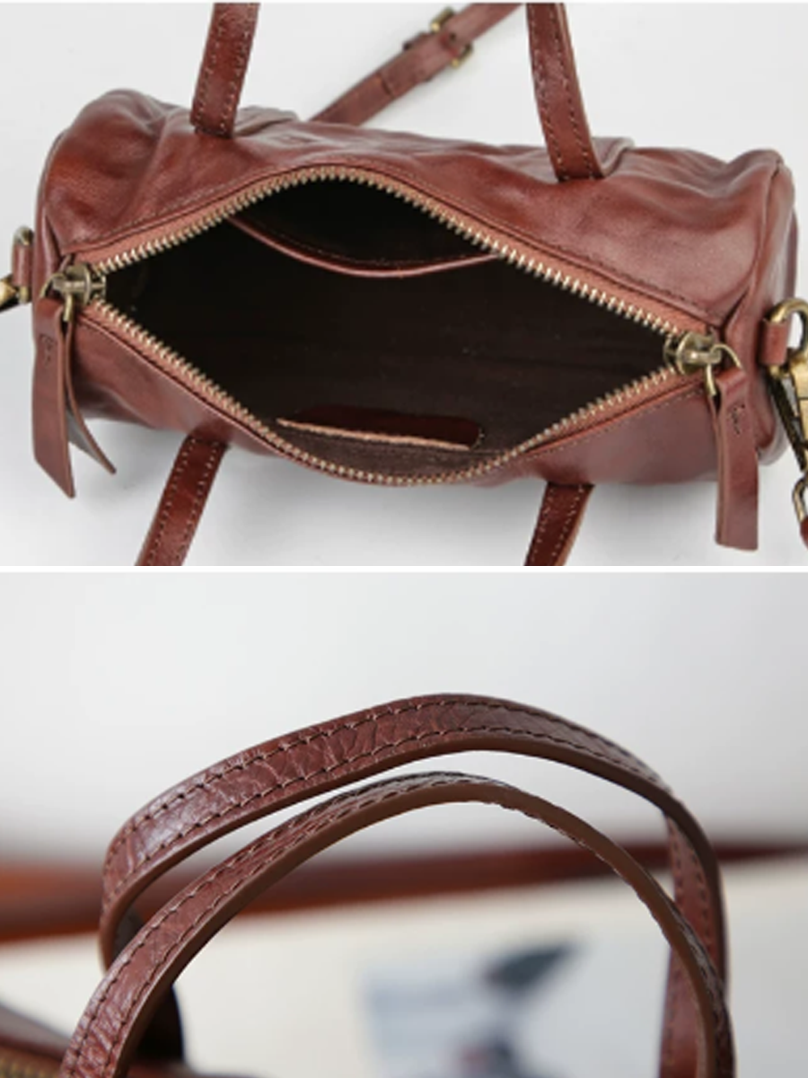 Crinkled Leather Mini Handbag Crossbody Bag