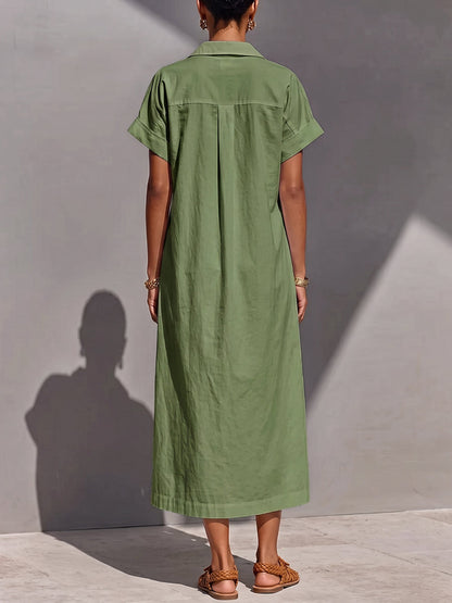 Zipper Solid Color Pockets Sleeveless High Waisted V-neck Maxi Dresses