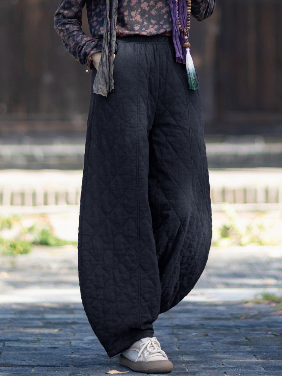 Women Winter Casual Pure Color Padded Bloomers