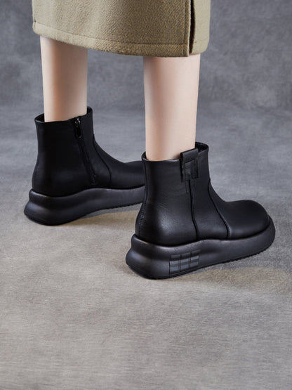 Women Winter Genuine Leather Platform Boots