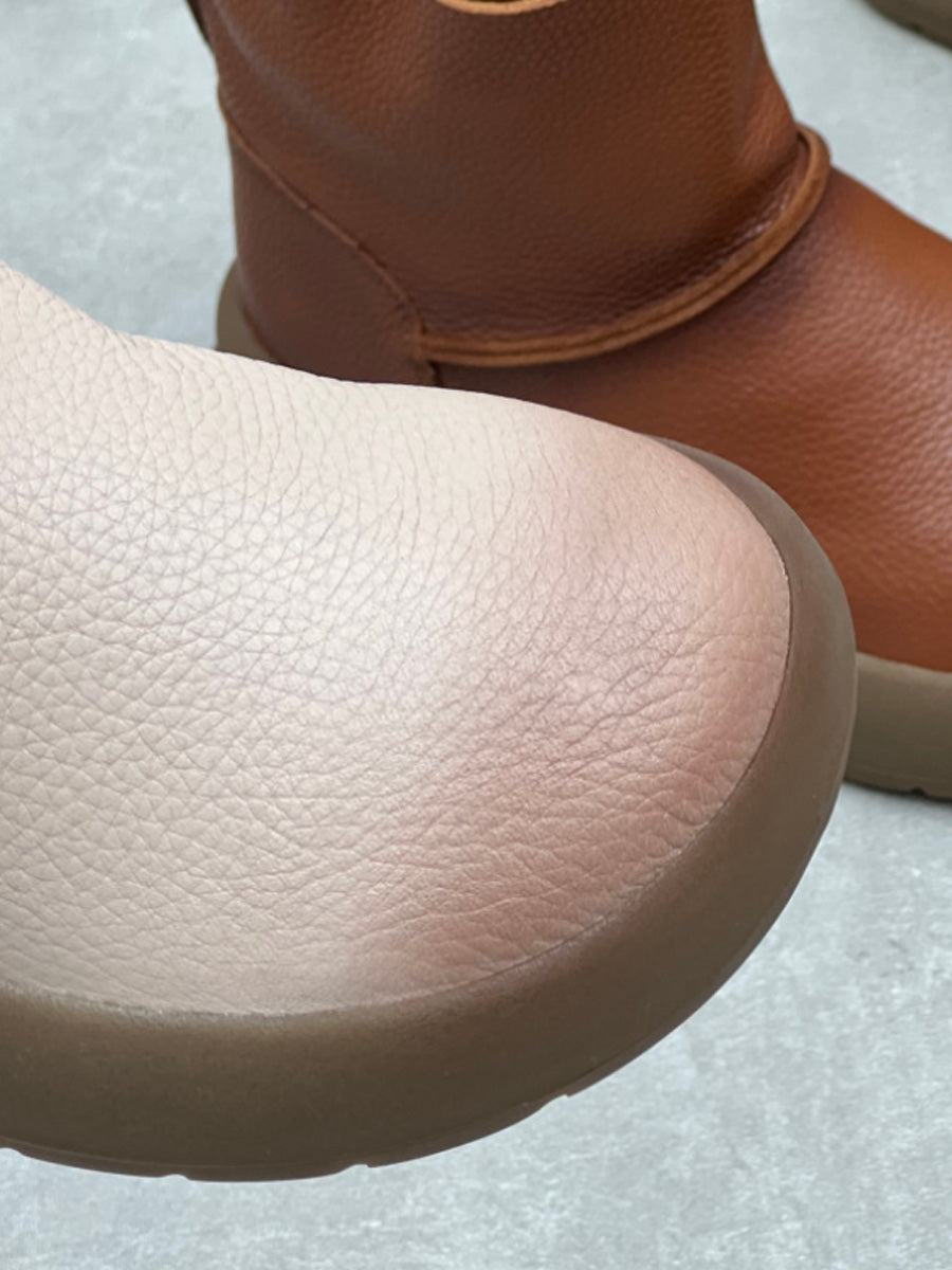 Women Vintage Soft Genuine Leather Platform Boots