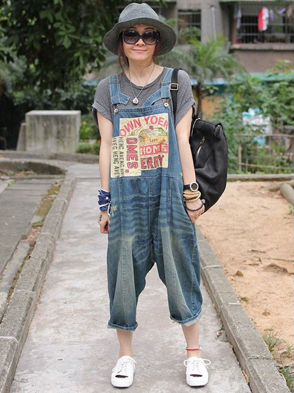 Women Casual Loose Jumpsuits Denim Overalls