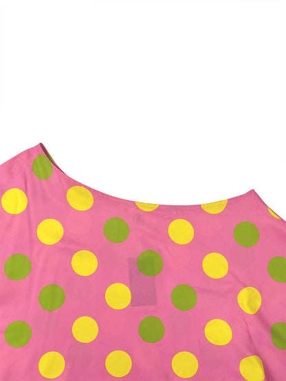Long Sleeves Loose Asymmetric Polka-Dot One-Shoulder Blouses&Shirts Tops