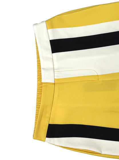 High Waisted Contrast Color Pockets Striped Pants Trousers