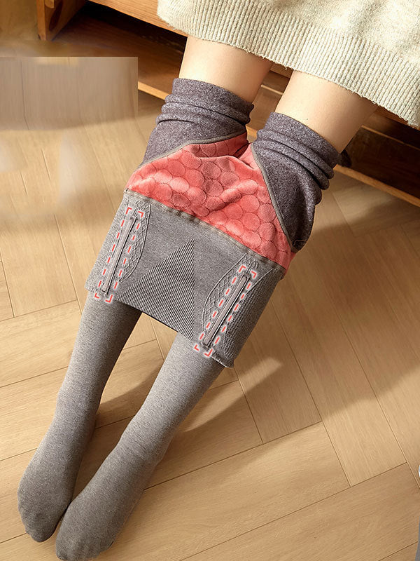 Casual Skinny Leg Velvet Keep Warm Solid Color Thermal Pants Bottoms