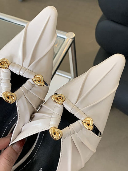 Hollow Pointed-Toe Split-Joint Sandals Slippers&Mules