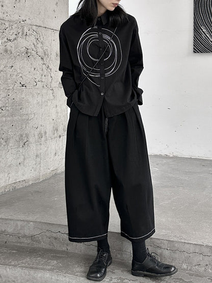Harem Pants High Waisted Elasticity Pleated Split-Joint Ninth Pants
