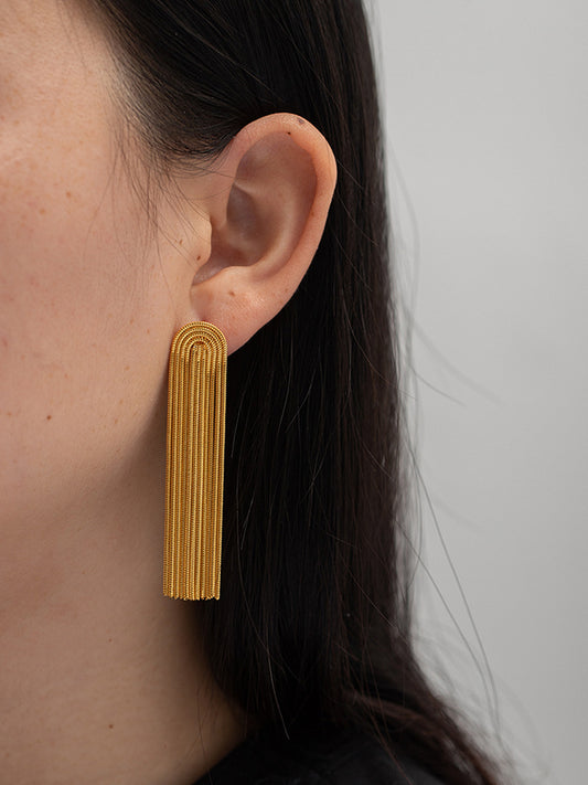 Solid Color Tasseled Drop Earrings Earrings Accessories