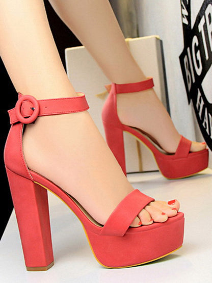 Buckle Peep-Toe Split-Joint Pumps Sandals