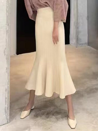 A-Line High Waisted Pleated Solid Color Skirts Bottoms