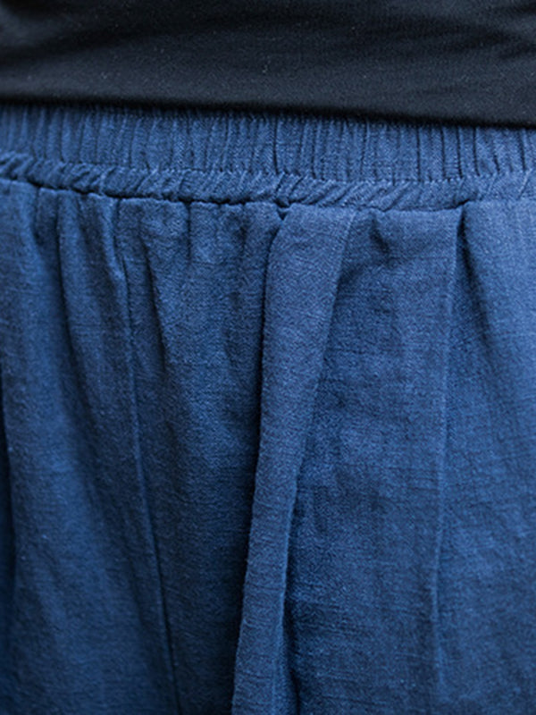 Wide Leg Elasticity Solid Color Pants Trousers