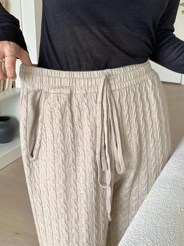 High Waisted Loose Drawstring Tied Waist Pants Trousers