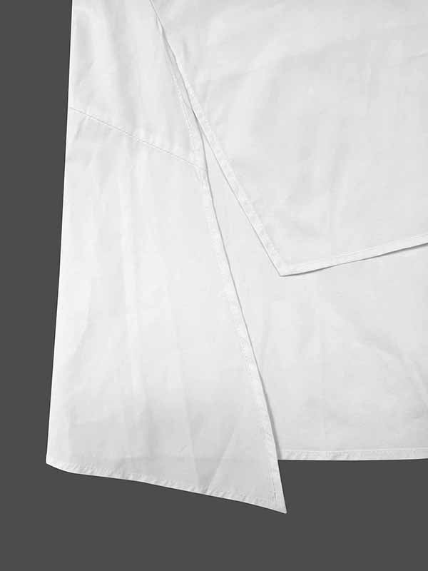 High-Low Long Sleeves Buttoned Plaid Pockets Split-Joint Split-Side Lapel Blouses&Shirts Tops