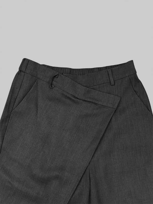 High Waisted Loose Asymmetric Solid Color Split-Joint Suit Pants Trousers