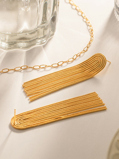 Solid Color Tasseled Drop Earrings Earrings Accessories