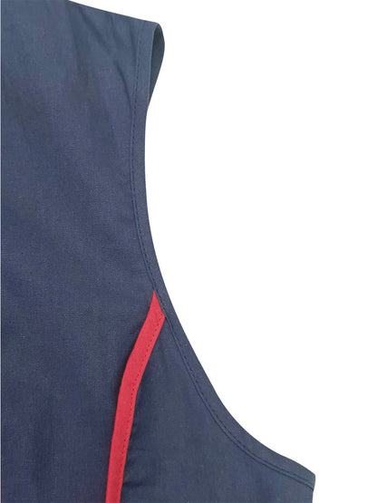 A-Line Loose Contrast Color Pockets Split-Joint Round-Neck Maxi Dresses