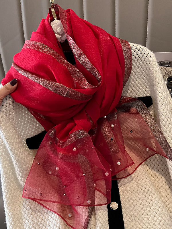 Sun-Protection Beaded See-Through Shawl&Scarf