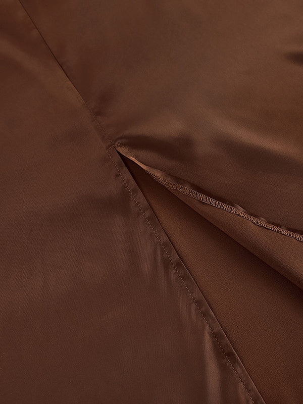 Loose Sleeveless Solid Color Split-Back Split-Joint Round-Neck Maxi Dresses