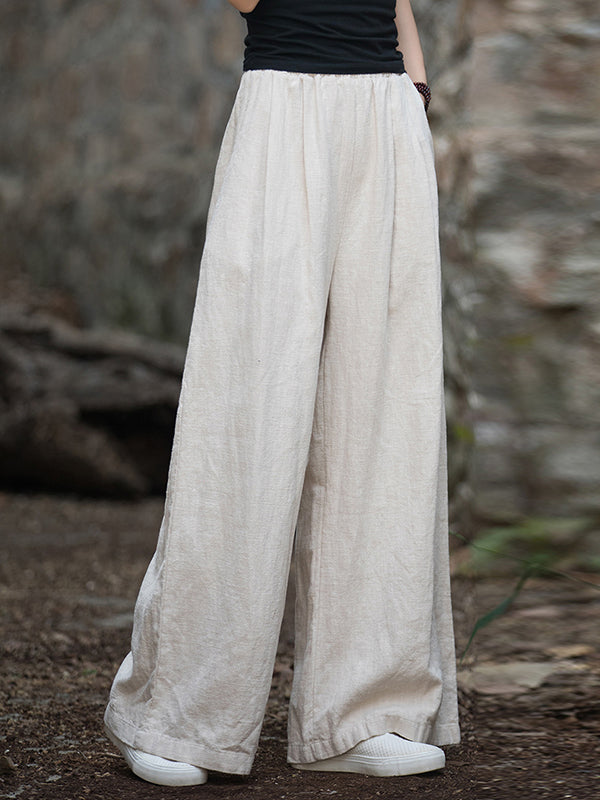 Wide Leg Elasticity Solid Color Pants Trousers