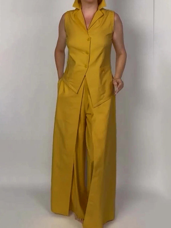 Loose Wide Leg Pockets Solid Color Pants Trousers