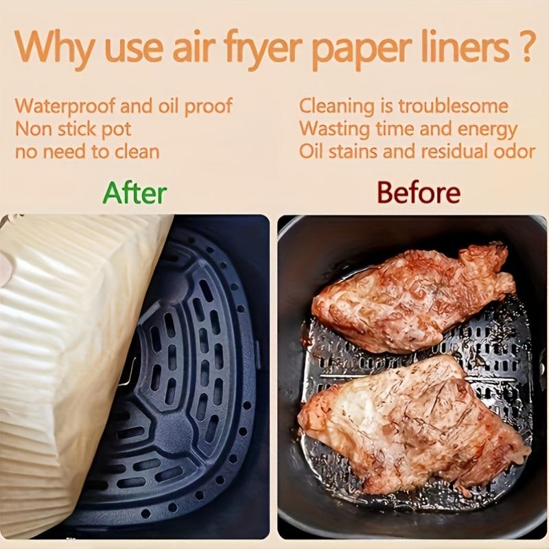 120 pieces of non-stick air fryer pad paper - Premium single layer with grooved edge design for safe cooking, easy cleaning and healthy eating - ideal for baking/grilling and microwave ovens, versatile kitchen accessories, home