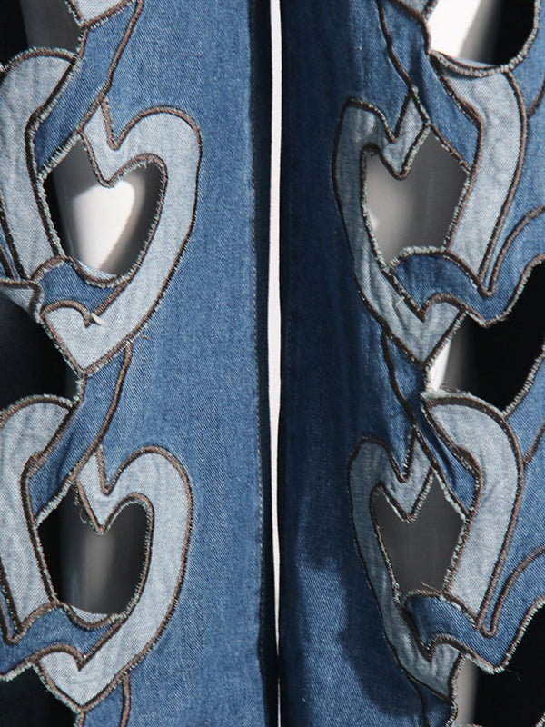 High Waisted Wide Leg Hollow Jean Pants Bottoms