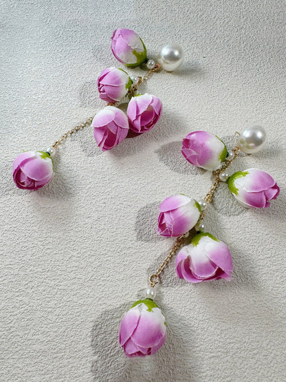 Tasseled Flower Shape Drop Earrings