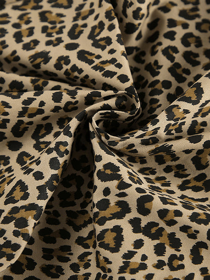 High Waisted Loose Leopard Printed Split-Joint Pants Trousers