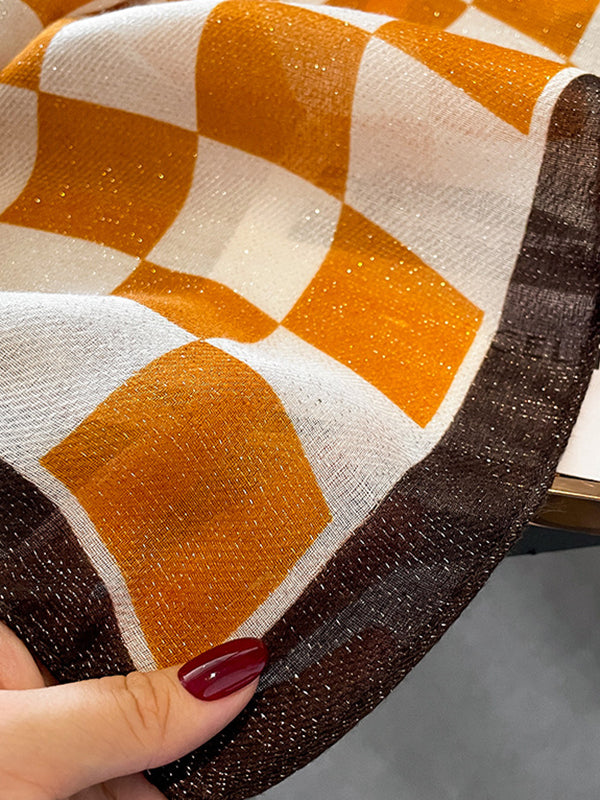Simple Fashion Contrast Color Plaid Printed Scarf