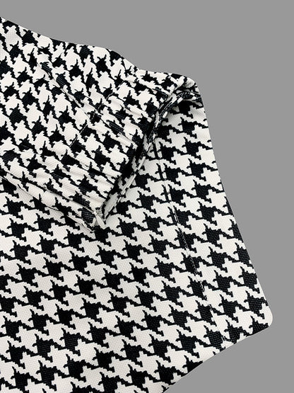 Loose Wide Leg Houndstooth Casual Pants Bottoms Trousers