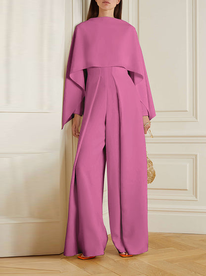 Long Sleeves Wrap Solid Color Zipper Jumpsuits