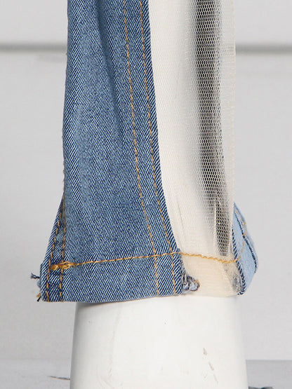 High Waisted Gauze Split-Joint Split-Side Jean Pants Bottoms