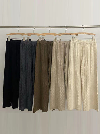 High Waisted Loose Drawstring Tied Waist Pants Trousers