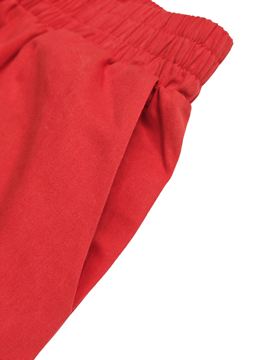 High Waisted Loose Elasticity Pockets Solid Color Pants Trousers