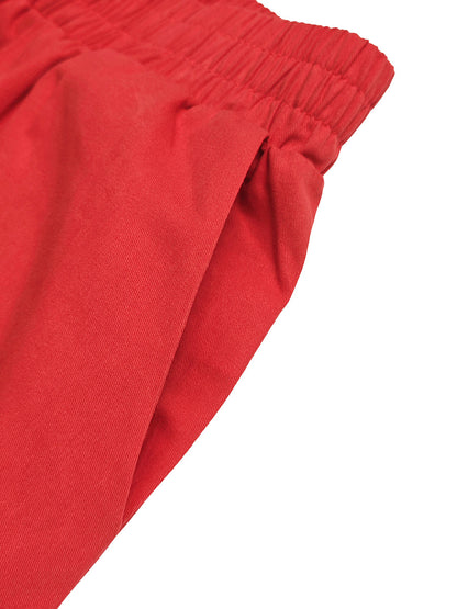 High Waisted Loose Elasticity Pockets Solid Color Pants Trousers