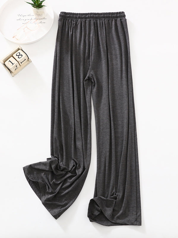 High Waisted Loose Drawstring Elasticity Solid Color Casual Pants Bottoms Trousers