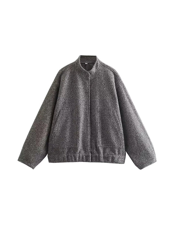 Long Sleeves Loose Split-Joint Round-Neck Outerwear