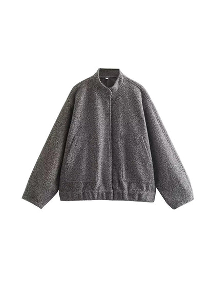 Long Sleeves Loose Split-Joint Round-Neck Outerwear
