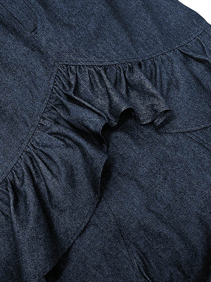 Bodycon High Waisted Ruffled Solid Color Split-Joint Skirts Bottoms