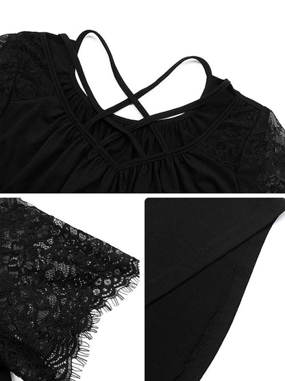 Loose Short Sleeves Solid Color Split-Joint V-Neck T-Shirts Tops
