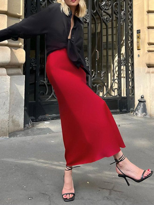 Mermaid Solid Color Zipper Skirts Bottoms