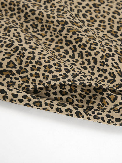 High Waisted Loose Leopard Printed Split-Joint Pants Trousers