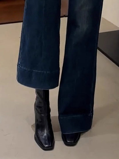 Split-Joint Square-Toe Zipper Boots